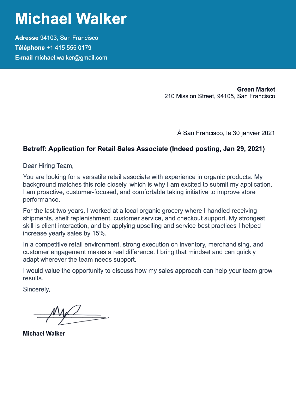 Cover letter template preview