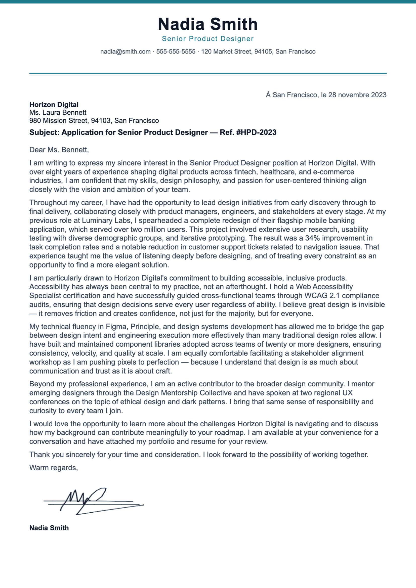 Cover letter template preview